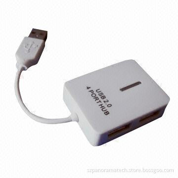 USB 2.0 4-port Hub, Square Design, Different Colors are Available, with LED Display